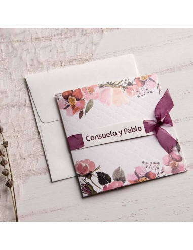 Invitación de boda con lazo