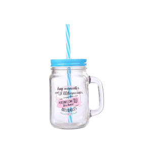Jarra de cristal con frases | Jarras con pajita personalizadas 2