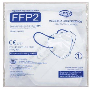 Mascarilla FFP2 blanca con certificado CE 2