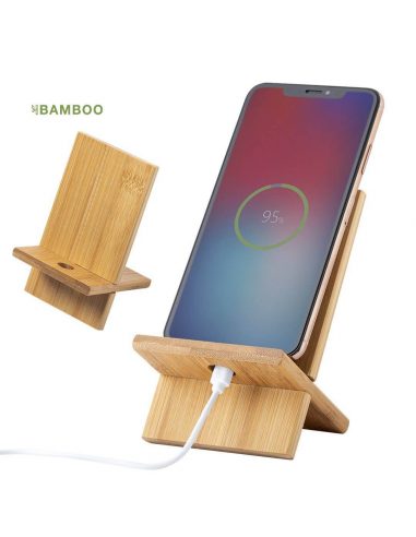 Soporte de bambú para móvil