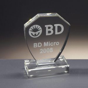 Mini trofeo escudo de cristal