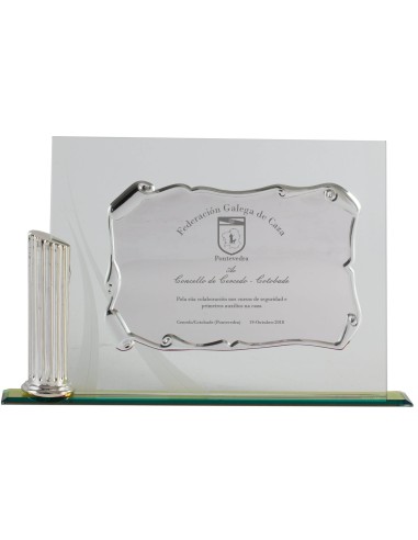 Placa de cristal con columna