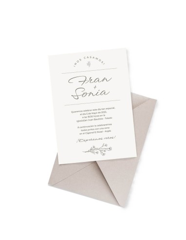 Invitación de boda con sobre