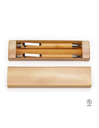 Set bolígrafo y portaminas de bambú