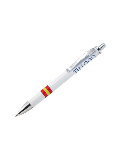 Bolígrafo blanco con bandera de España | Bolígrafo España