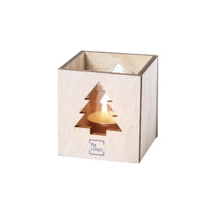 Porta velas de madera navideño