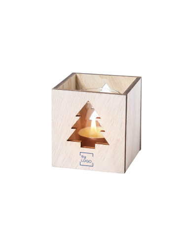 Porta velas de madera navideño