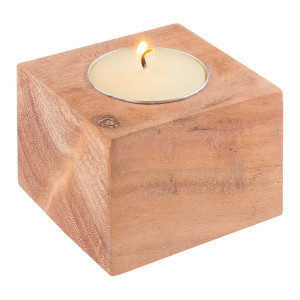 Porta Velas de Madera de Acacia