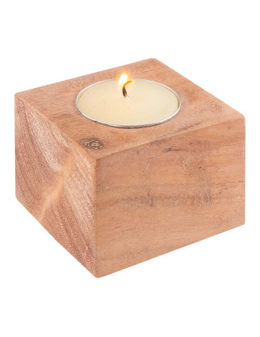 Porta velas de madera de acacia