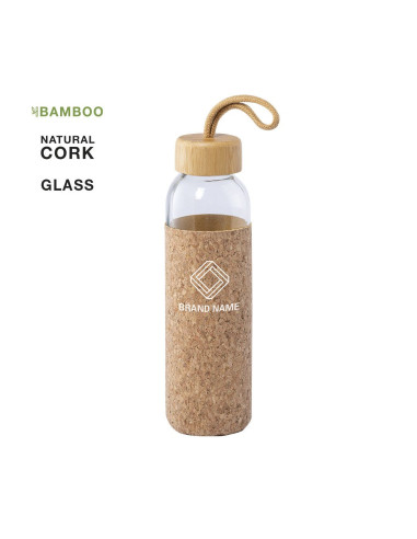 Botella de cristal con funda de corcho