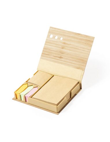 Portanotas con caja de bambú