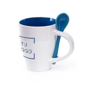 Taza bicolor con cuchara