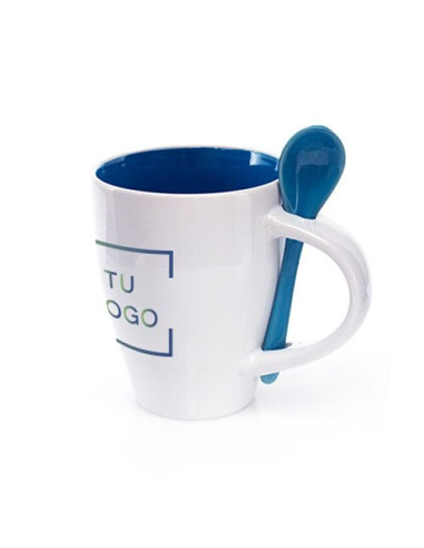 Taza bicolor con cuchara