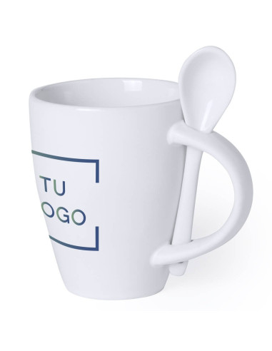 Taza blanca con cuchara