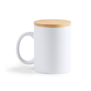 Taza cerámica con tapa de bambú