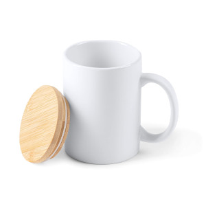 Taza Cerámica con Tapa de Bambú 2