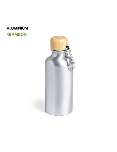 Botella de Aluminio de 400 ml con Tapón de Bambú