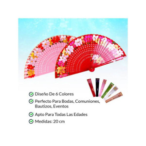 Abanico de Madera con Flores 2