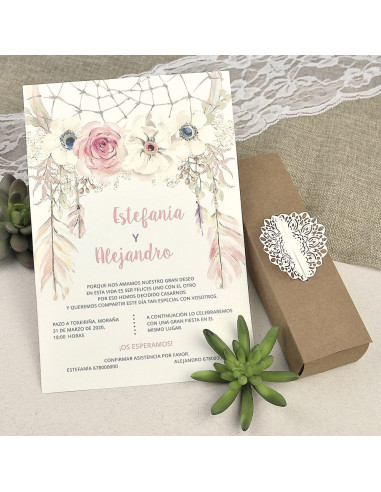 Invitación de boda atrapasueños