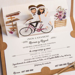 Invitación de Boda con Recién Casados en Bicicleta 2