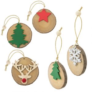 Adornos navideños de madera (Set 5 unidades)