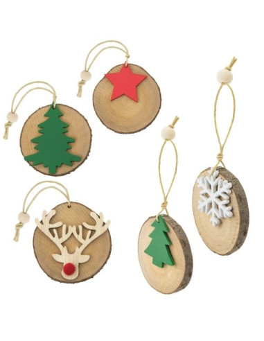 Adornos navideños de madera (Set 5 unidades)