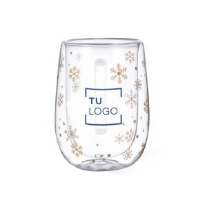 Taza de Navidad con Copos de Nieve en Cristal | Diseño Elegante Dorado 2