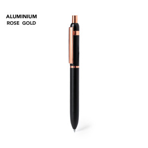 Bolígrafo de aluminio personalizable con detalles en cobre rosado 2