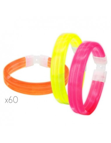 Pack 60 pulseras luminosas neón