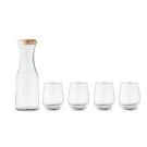 Set Vasos de Vidrio Reciclado | Jarra 1L con Tapa de Corcho y 4 Vasos