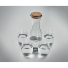 Set Vasos de Vidrio Reciclado | Jarra 1L con Tapa de Corcho y 4 Vasos