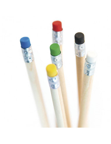 Lápiz de madera con borrador de colores