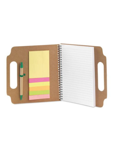 Carpeta con notas adhesivas y bolígrafo | Carpeta post it