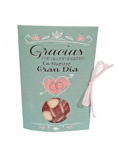 Tarjeta de agradecimiento para bodas con deliciosas sorpresas