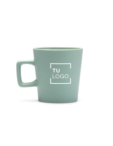 Taza de cerámica con asa cuadrada y acabado mate