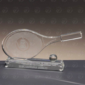 Trofeo de Cristal para Tenis | Trofeo Raqueta de Tenis 2