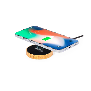 Cargador Inalámbrico circular de bambú 2