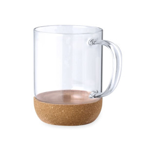 Taza 450ml de cristal de borosilicato con base de corcho 2