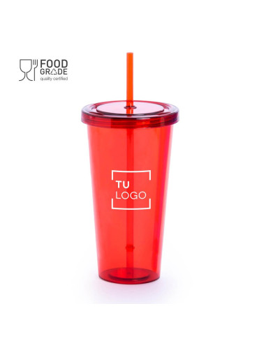 Vaso con pajita de colores