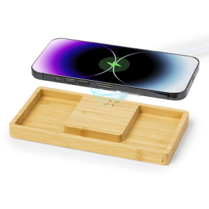 Cargador Inalámbrico de Bambú 15W con Organizador 2