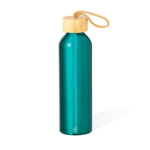 Botella de aluminio reciclado de 600 ml con Tapón de Bambú 2