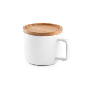 Taza cerámica con tapa/base de bambú y asa cuadrada 230ml 2