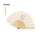 Abanico de varillas de madera con tela de algodón y poliéster