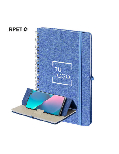 Libreta RPET 300D con Soporte para Smartphone