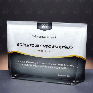 Trofeo placa de cristal rectangular biselada 2