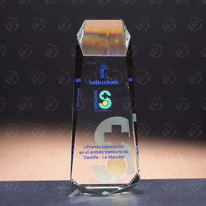 Trofeo de cristal prisma hexagonal 2