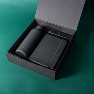 Set para oficina de libreta, botella y bolígrafo negros 2
