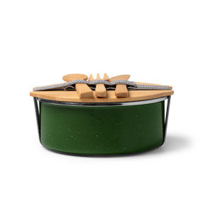 Fiambrera metálica y tapa de bambú 2