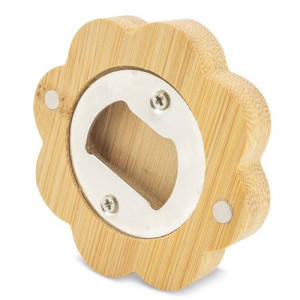 Abridor de bambú imantado con forma de flor 2