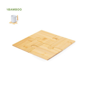 Set de 4 posavasos de bambú en forma de puzle